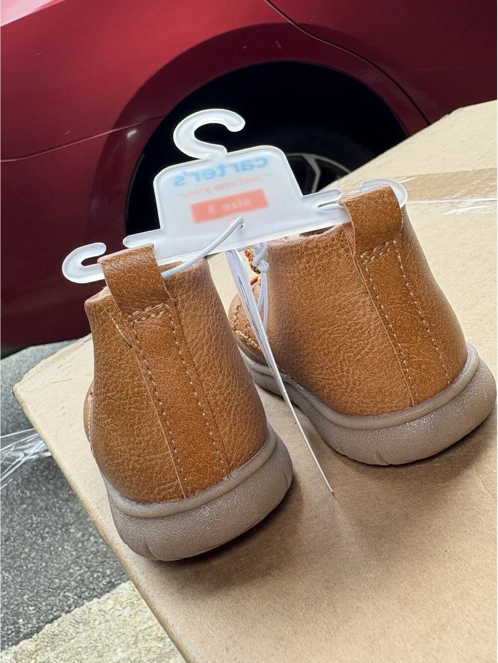 NWT Carter's Toddler Boys Kyrie Boots Tan Size 3 Soft Soles For Learning To Walk